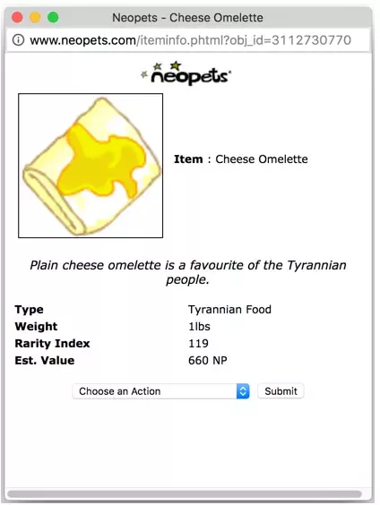 Neopets omelette prices